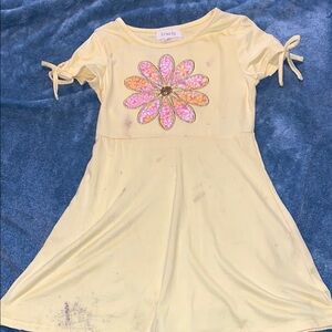 Yellow Kids Dress with Floral Design